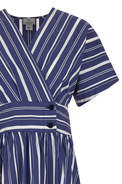 Šaty Woolrich Striped Poplin Long Dress Twilight Blue Stripe