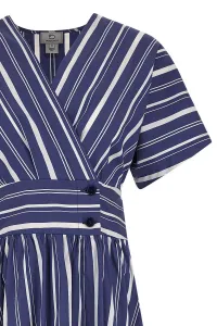 Šaty Woolrich Striped Poplin Long Dress Twilight Blue Stripe