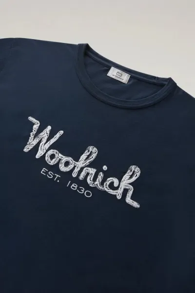 Tričko Woolrich Embroidered Logo T-Shirt Melton Blue