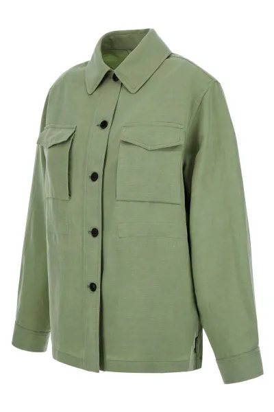 Bunda Woolrich Viscose Linen Overshirt Sage