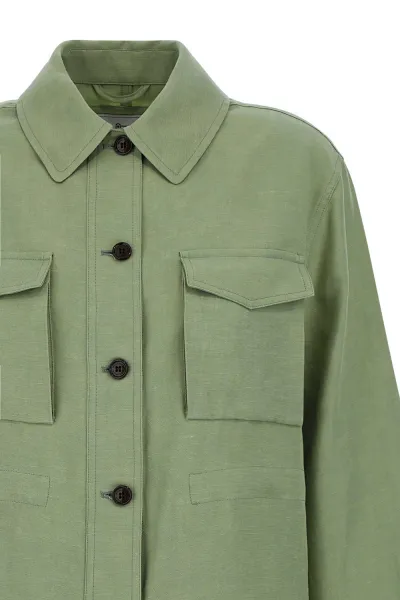 Bunda Woolrich Viscose Linen Overshirt Sage