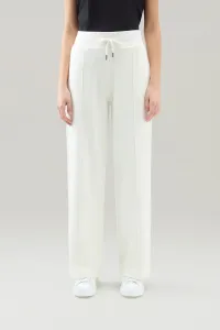 Tepláky Woolrich Cotton Fleece Wide Leg Pant Plaster White