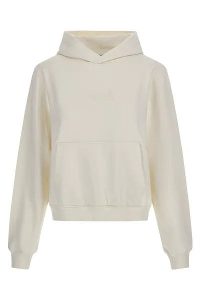 Mikina Woolrich Cotton Fleece Logo Hoodie Plaster White