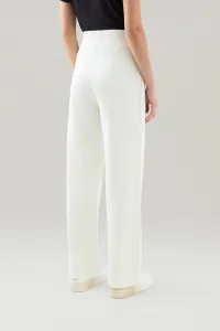 Tepláky Woolrich Cotton Fleece Wide Leg Pant Plaster White