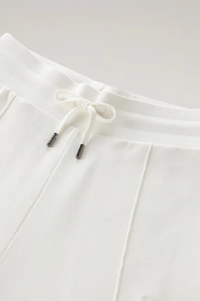 Tepláky Woolrich Cotton Fleece Wide Leg Pant Plaster White