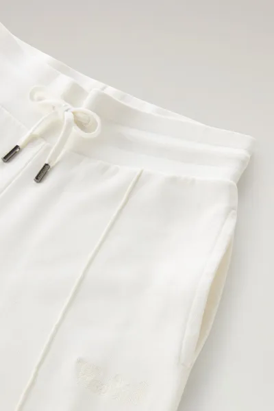 Tepláky Woolrich Cotton Fleece Wide Leg Pant Plaster White