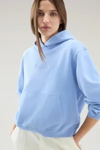 Mikina Woolrich Cotton Fleece Logo Hoodie Sea Breeze