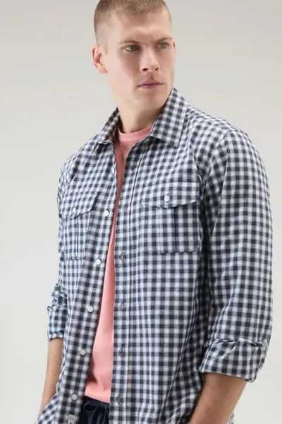 Košeľa Woolrich Light Check Shirt Micro Check Blue