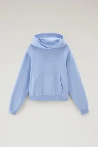 Mikina Woolrich Cotton Fleece Logo Hoodie Sea Breeze