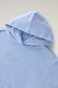 Mikina Woolrich Cotton Fleece Logo Hoodie Sea Breeze