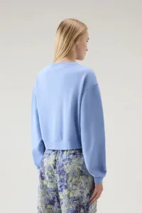Mikina Woolrich Cotton Fleece Logo Crewneck Sea Breeze