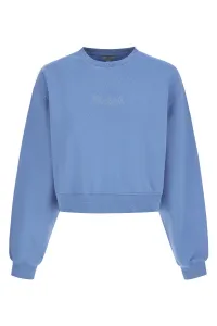 Mikina Woolrich Cotton Fleece Logo Crewneck Sea Breeze