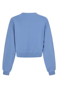 Mikina Woolrich Cotton Fleece Logo Crewneck Sea Breeze