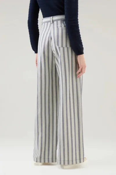Nohavice Woolrich Marine Pant Melton Blue Stripe
