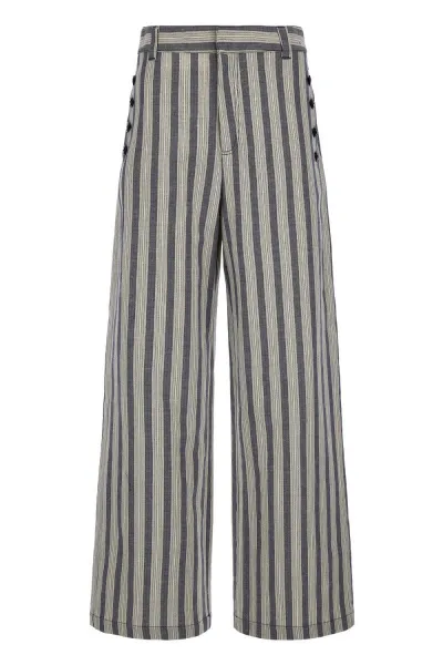 Nohavice Woolrich Marine Pant Melton Blue Stripe