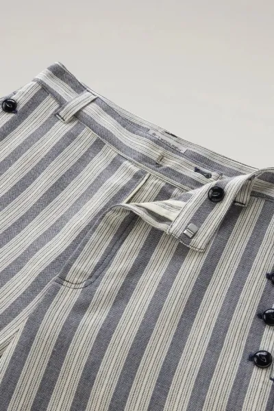 Nohavice Woolrich Marine Pant Melton Blue Stripe