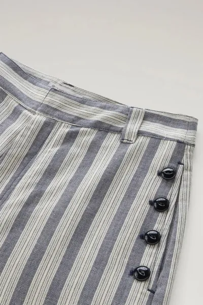 Nohavice Woolrich Marine Pant Melton Blue Stripe