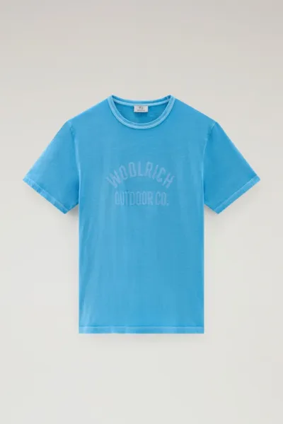 Tričko Woolrich Light Garment Dyed T-Shirt Alaskan Blue