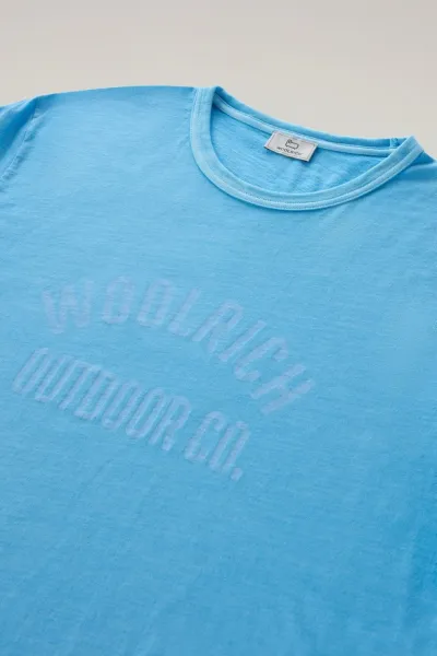 Tričko Woolrich Light Garment Dyed T-Shirt Alaskan Blue