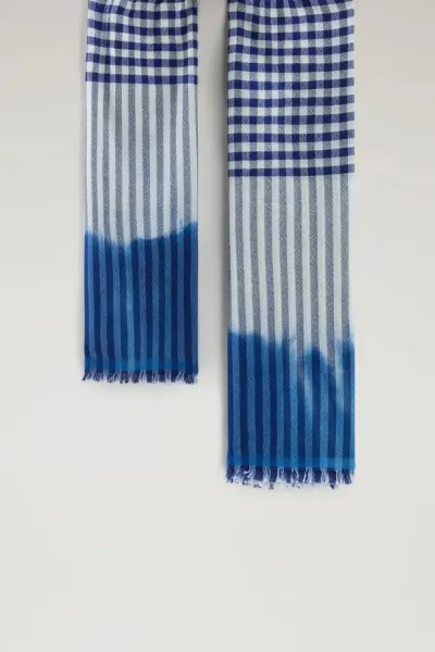 Šatka Woolrich Buffalo Tye Dye Scarf Twilight Blue Check