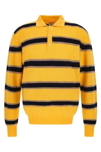 Sveter Woolrich Striped Knitted Polo Sweater Light Golden Glow Stripe