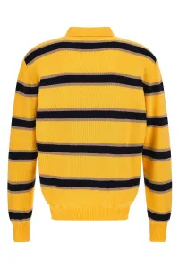Sveter Woolrich Striped Knitted Polo Sweater Light Golden Glow Stripe