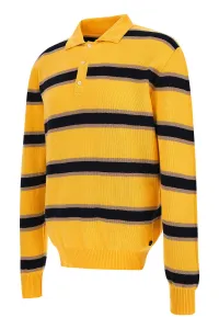 Sveter Woolrich Striped Knitted Polo Sweater Light Golden Glow Stripe