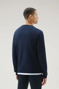 Sveter Woolrich Logo Crewneck Melton Blue