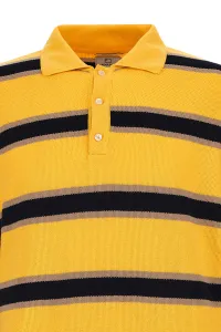 Sveter Woolrich Striped Knitted Polo Sweater Light Golden Glow Stripe