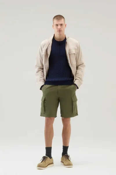 Sveter Woolrich Vanise Cable Crewneck Melton Blue Bicolor