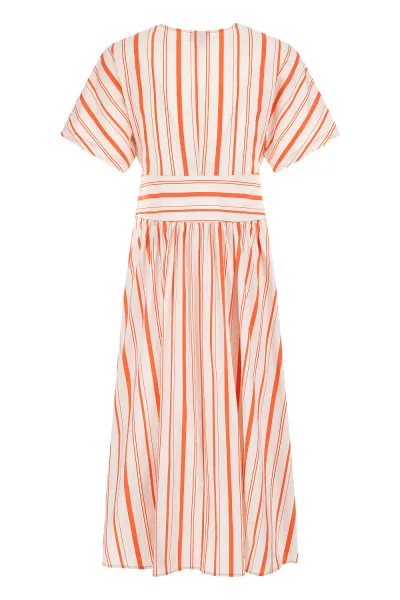 Šaty Woolrich Striped Poplin Long Dress Plaster White Stripe