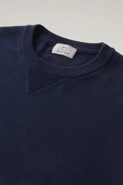 Sveter Woolrich Logo Crewneck Melton Blue