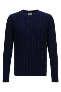 Sveter Woolrich Vanise Cable Crewneck Melton Blue Bicolor