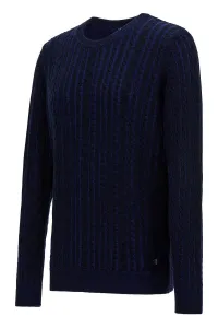 Sveter Woolrich Vanise Cable Crewneck Melton Blue Bicolor