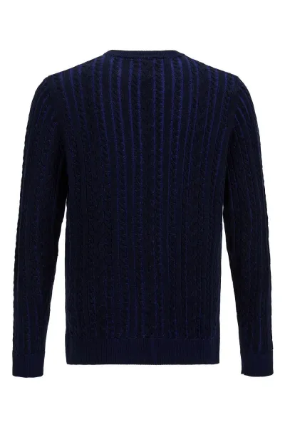 Sveter Woolrich Vanise Cable Crewneck Melton Blue Bicolor