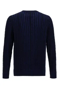 Sveter Woolrich Vanise Cable Crewneck Melton Blue Bicolor