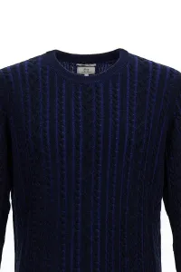 Sveter Woolrich Vanise Cable Crewneck Melton Blue Bicolor