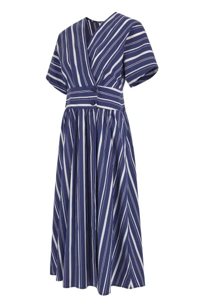 Šaty Woolrich Striped Poplin Long Dress Twilight Blue Stripe