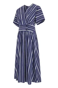 Šaty Woolrich Striped Poplin Long Dress Twilight Blue Stripe