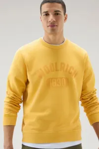 Mikina Woolrich Garment Dyed Logo Crewneck Golden Glow