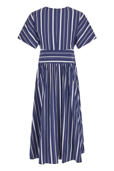 Šaty Woolrich Striped Poplin Long Dress Twilight Blue Stripe
