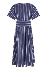 Šaty Woolrich Striped Poplin Long Dress Twilight Blue Stripe