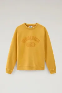 Mikina Woolrich Garment Dyed Logo Crewneck Golden Glow