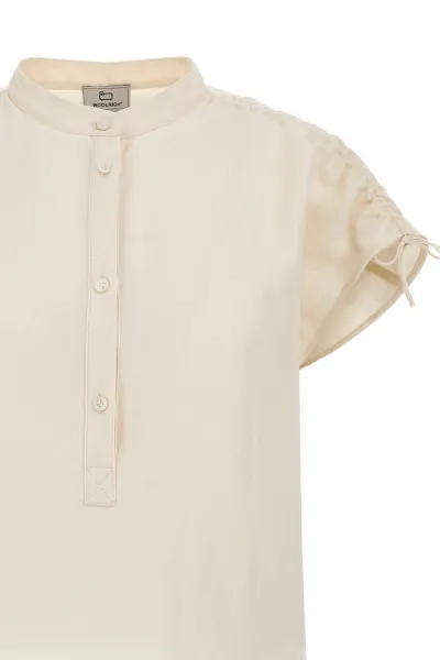 Košeľa Woolrich Viscose Linen Shirt Plaster White
