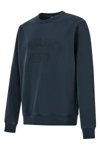 Mikina Woolrich Garment Dyed Logo Crewneck Melton Blue