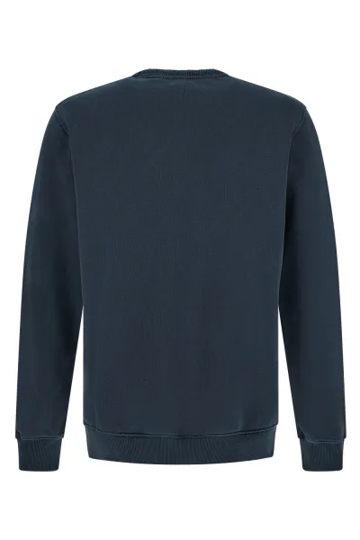 Mikina Woolrich Garment Dyed Logo Crewneck Melton Blue