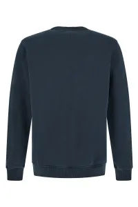 Mikina Woolrich Garment Dyed Logo Crewneck Melton Blue