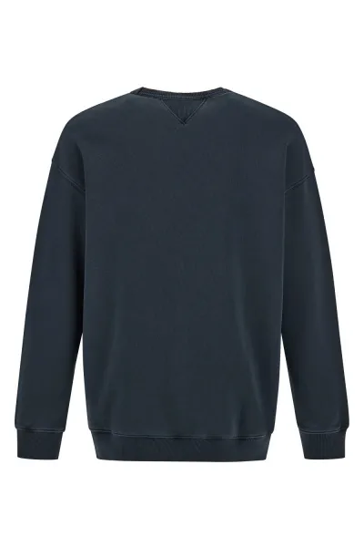 Mikina Woolrich Navy Logo Crewneck Melton Blue