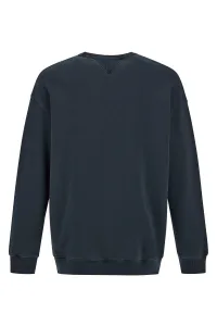 Mikina Woolrich Navy Logo Crewneck Melton Blue