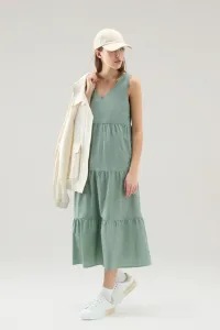 Šaty Woolrich Poplin Maxi Dress Sage